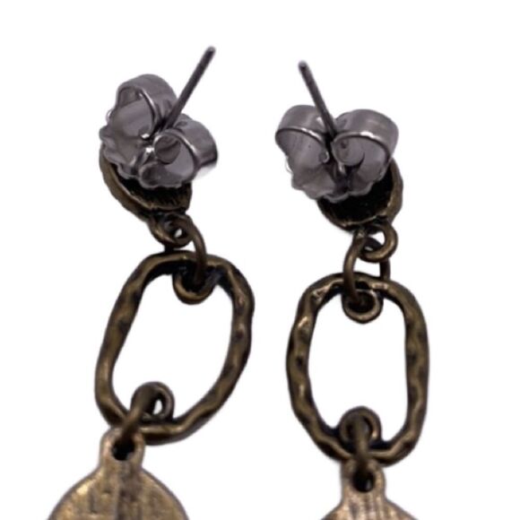 Lia Sophia “Pistachio” Earrings w/Green Oval Gems & Antiqued Goldtone - Picture 7 of 9